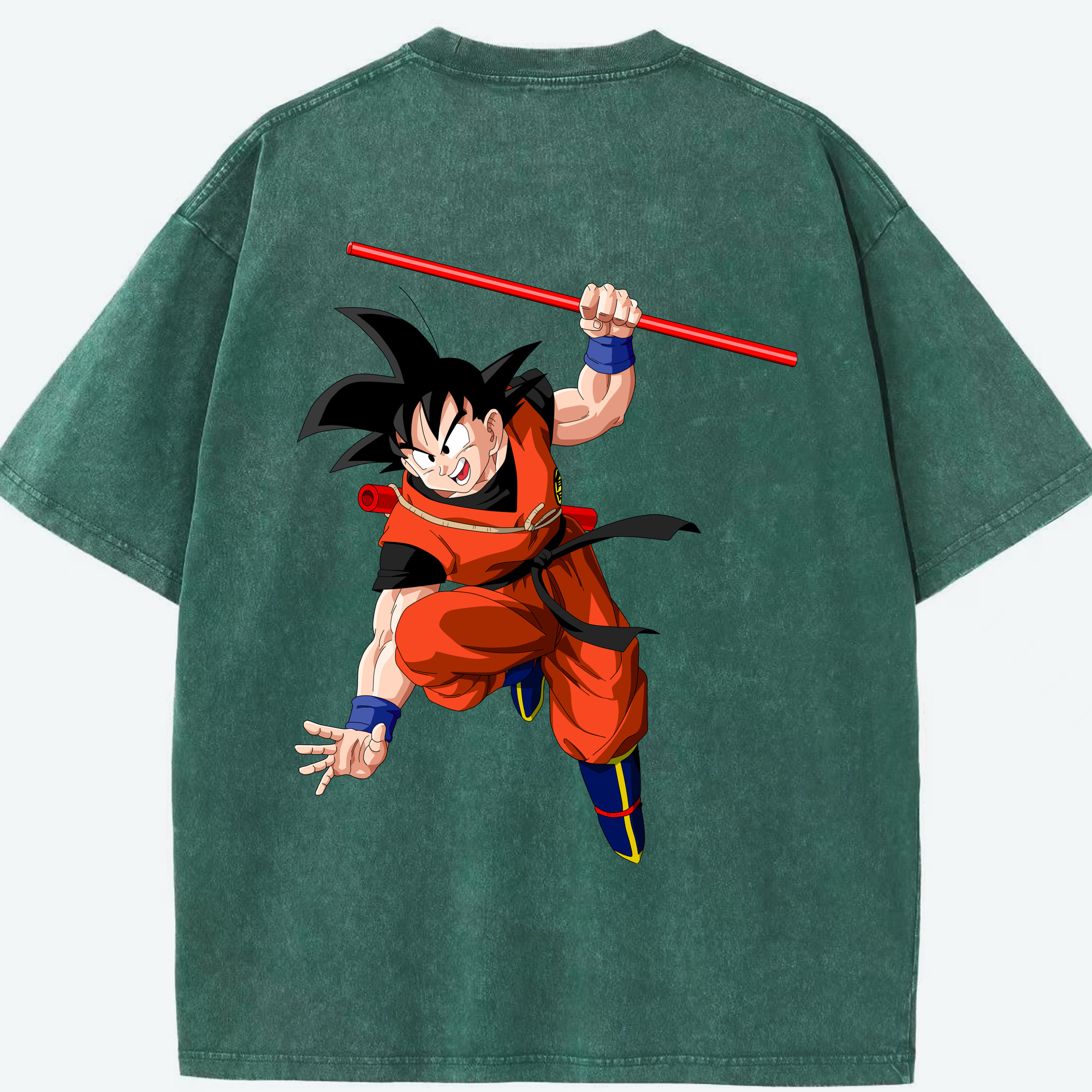 （画像用） ドラゴンボール 孫悟空（そん ごくう）Son Goku カカロット DRAGON BALL Kakarotto 綿100% ヴィンテージ風 半袖Tシャツ（背面プリント）